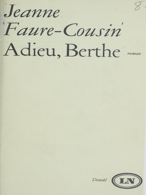 cover image of Adieu, Berthe